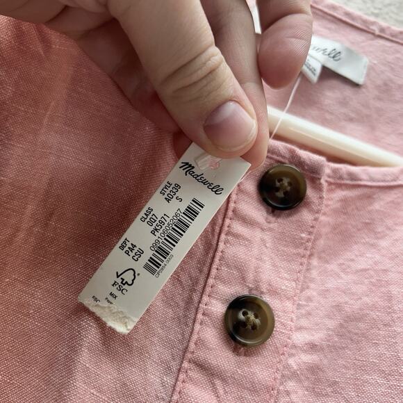 NWT Madewell Linen-Blend Puff Sleeve Wide-Leg Jumpsuit SZ S Minimalist Coveralls - Picture 6 of 12